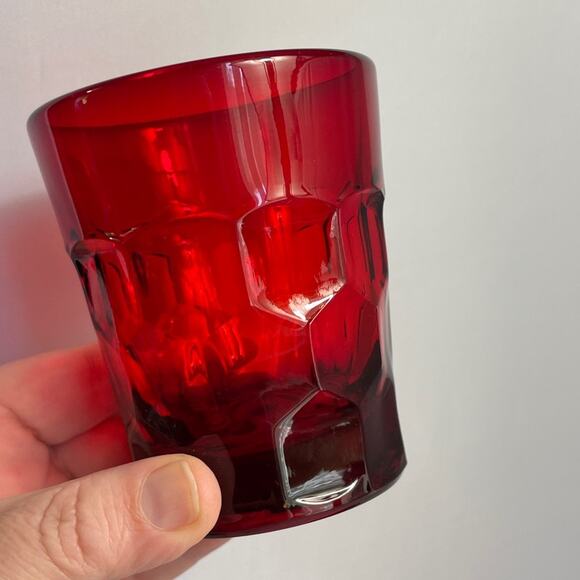 Pair Retro Ruby‎ Red Juice Glasses - Picture 7 of 8
